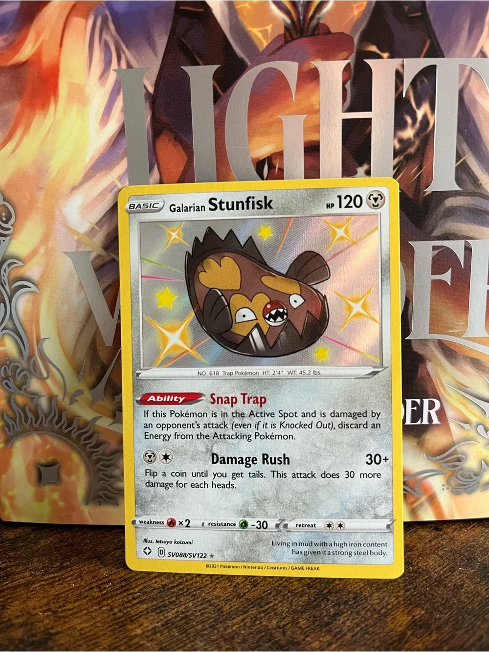 Galarian Stunfisk Pokemon Shining Fates Shiny Holo Rare Card SV008/SV122